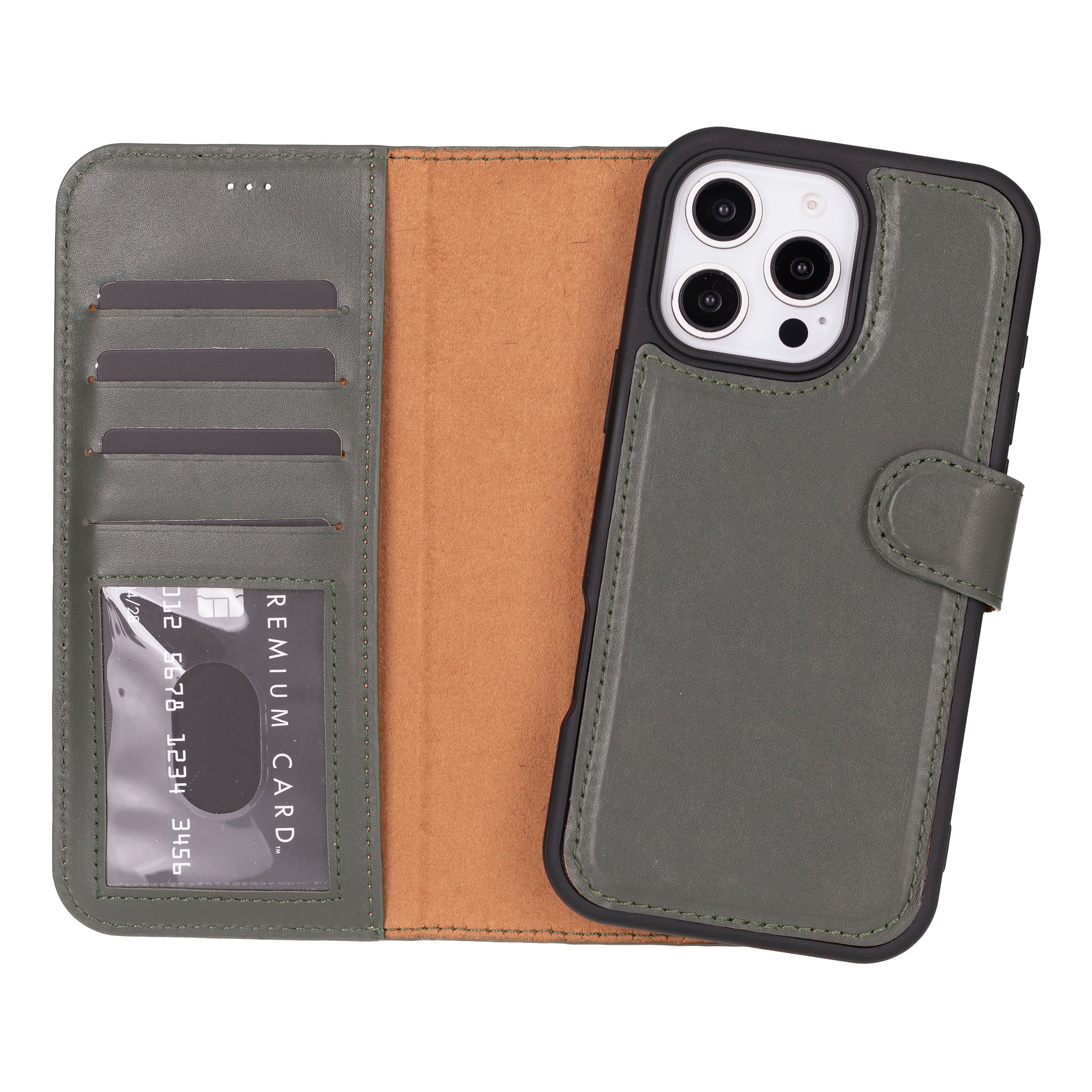 Abnehmbare Lederhülle für iPhone 16 Pro – Magic Wallet