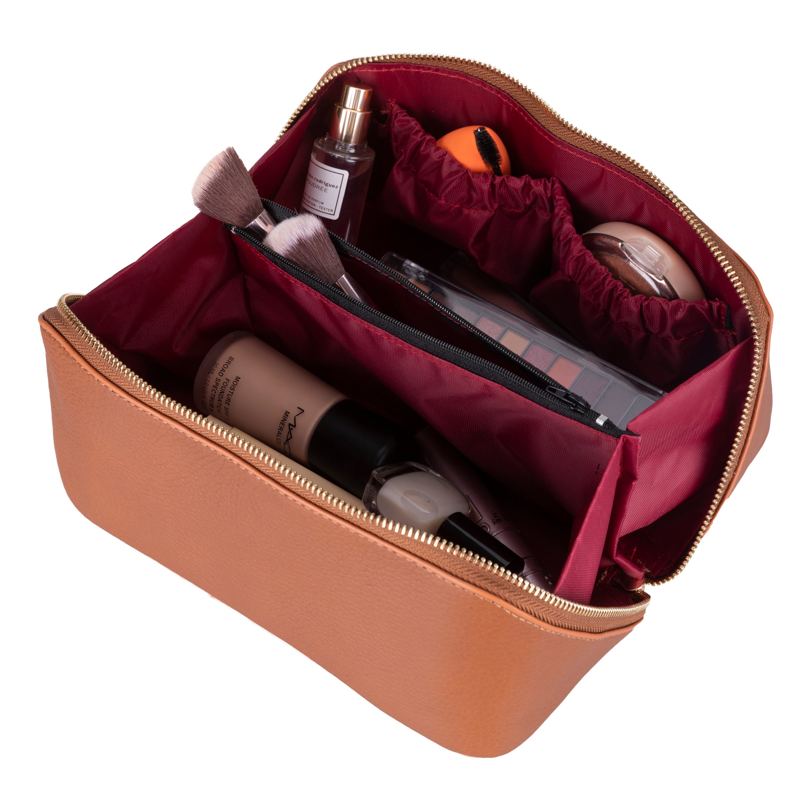 Trousse de maquillage en cuir véritable - Ella