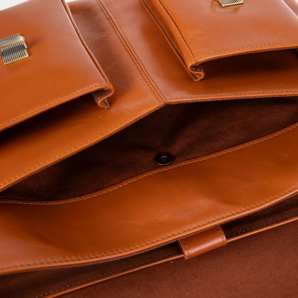 Leather Business Briefcase / Laptop Case - Olympus