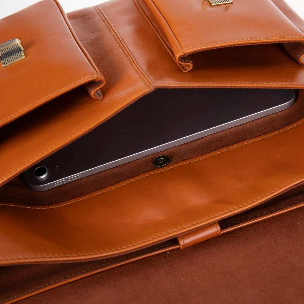 Leather Business Briefcase / Laptop Case - Olympus