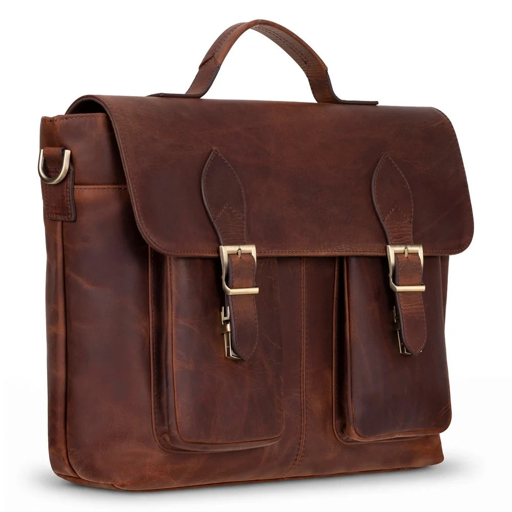 Leather Business Briefcase / Laptop Case - Olympus