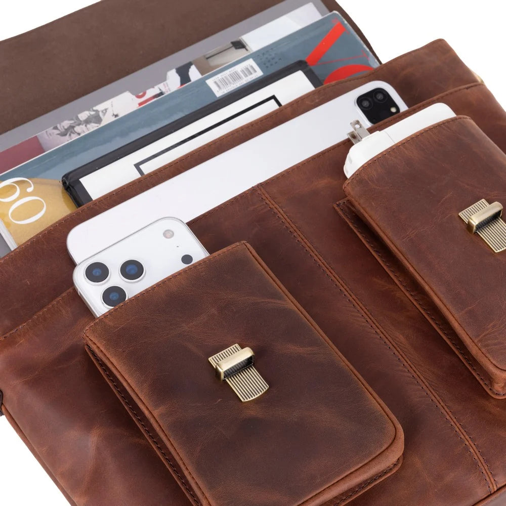 Leather Business Briefcase / Laptop Case - Olympus