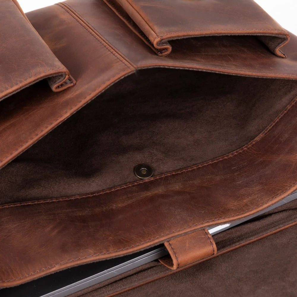 Leather Business Briefcase / Laptop Case - Olympus