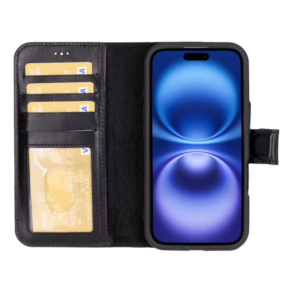 Étui portefeuille amovible en cuir pour iPhone 16 Plus – Magic Wallet
