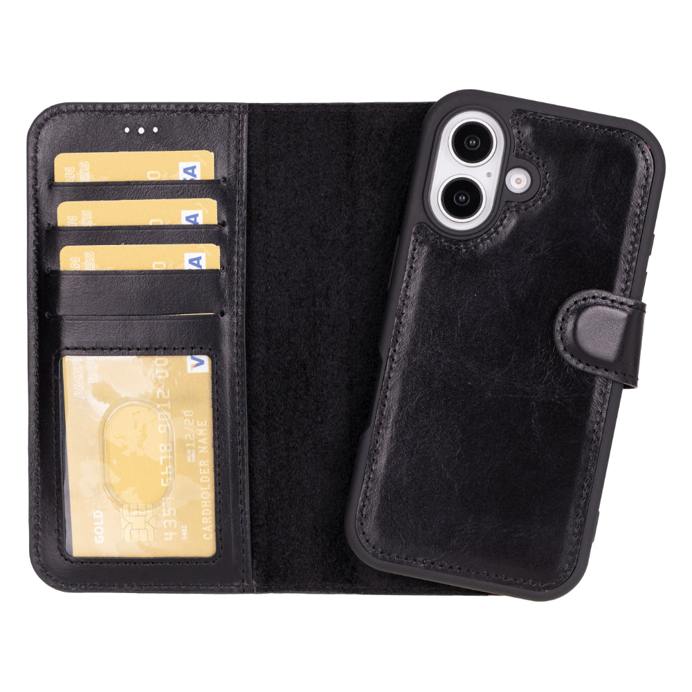Étui portefeuille amovible en cuir pour iPhone 16 Plus – Magic Wallet