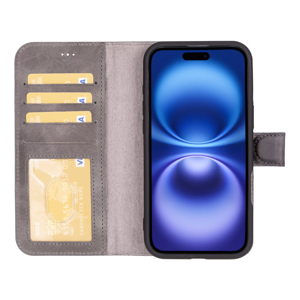 Abnehmbare Lederhülle für iPhone 16 Plus – Magic Wallet