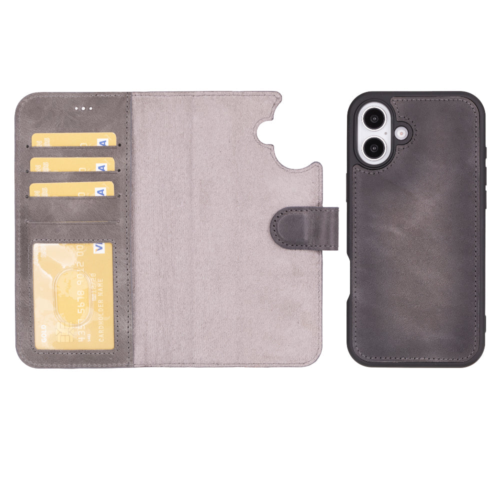 Étui portefeuille amovible en cuir pour iPhone 16 – Magic Wallet
