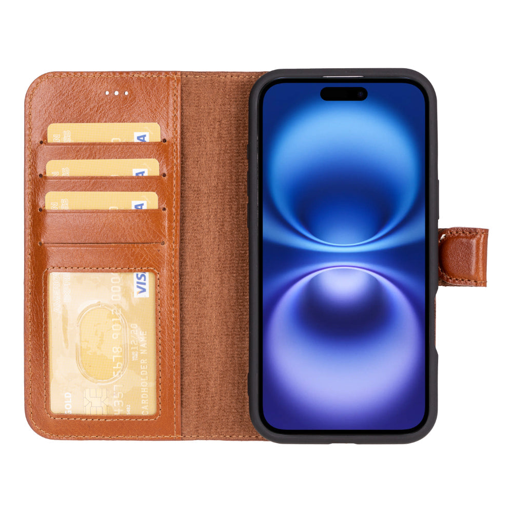 Étui portefeuille amovible en cuir pour iPhone 16 – Magic Wallet
