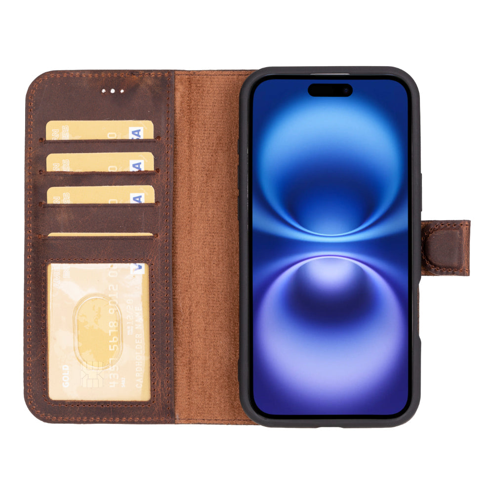 Étui portefeuille amovible en cuir pour iPhone 16 – Magic Wallet