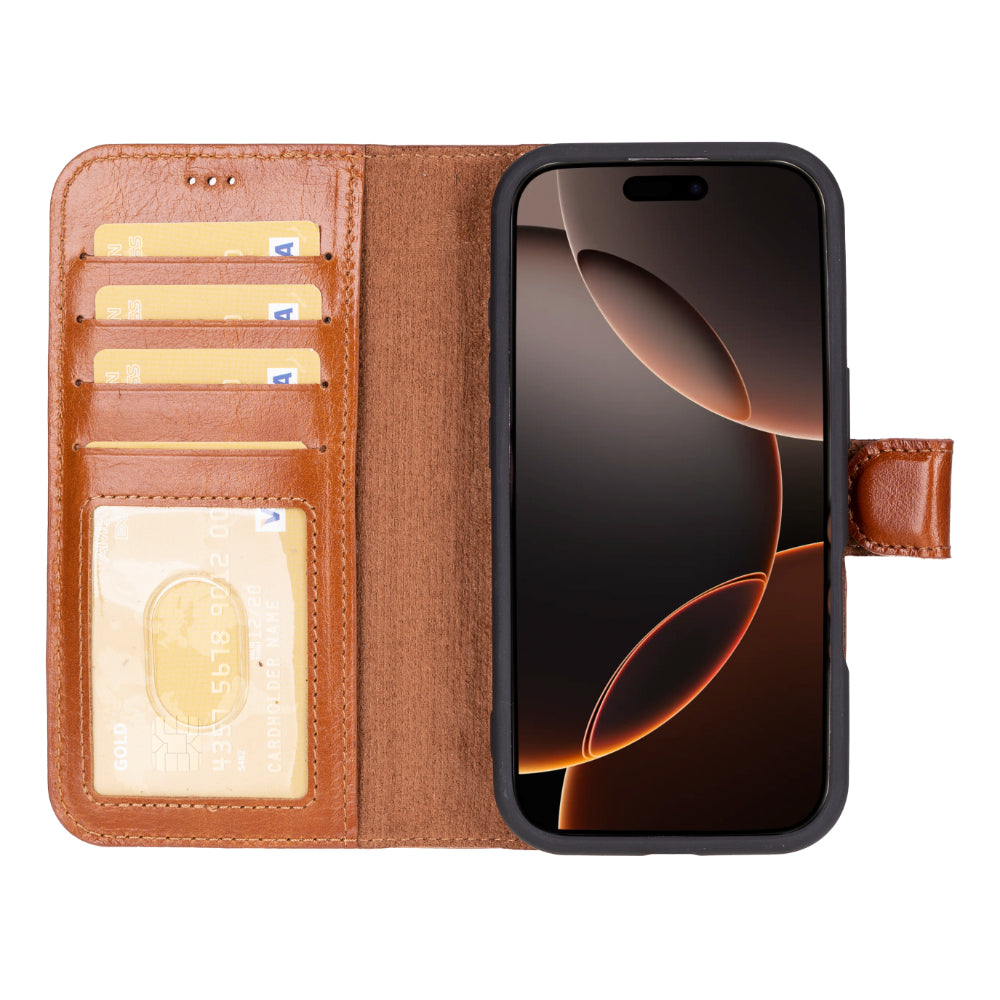 Abnehmbare Lederhülle für iPhone 16 Pro – Magic Wallet