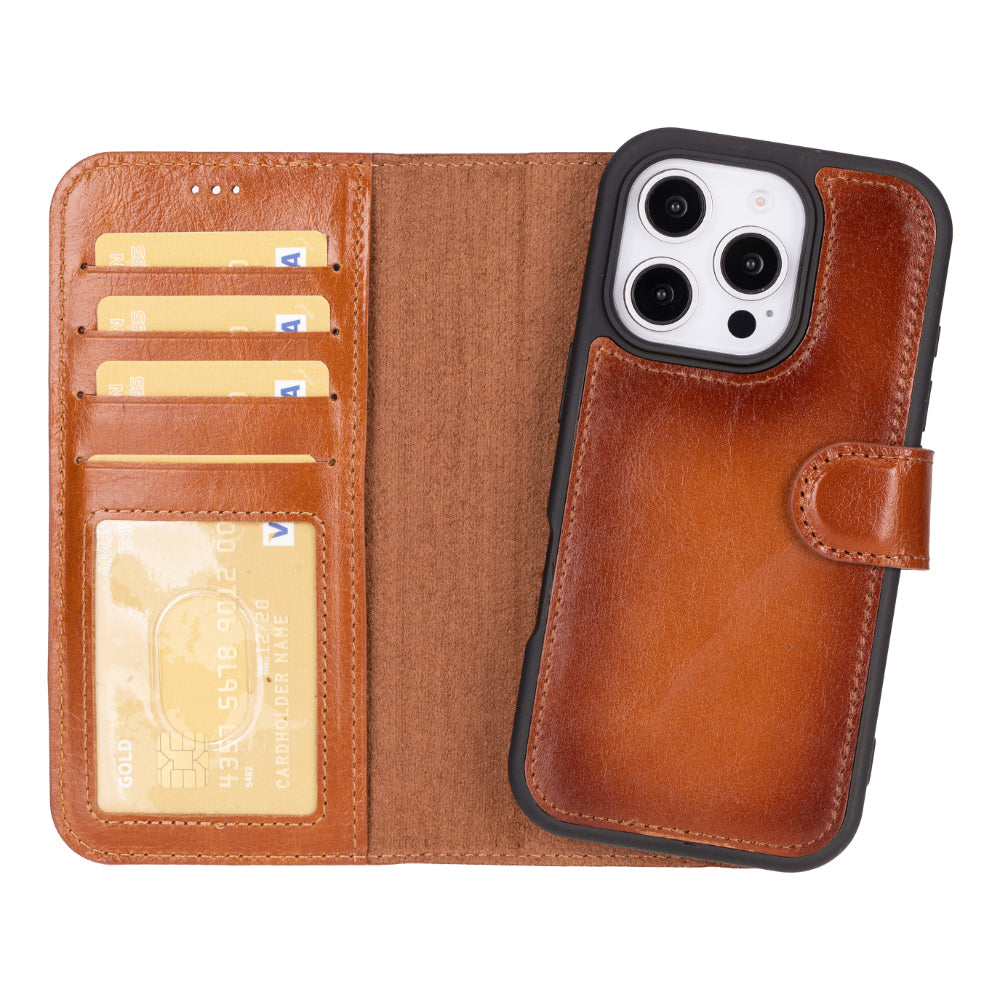 Étui portefeuille amovible en cuir pour iPhone 16 Pro – Magic Wallet