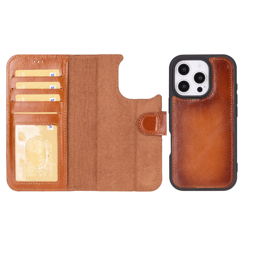 Abnehmbare Lederhülle für iPhone 16 Pro – Magic Wallet