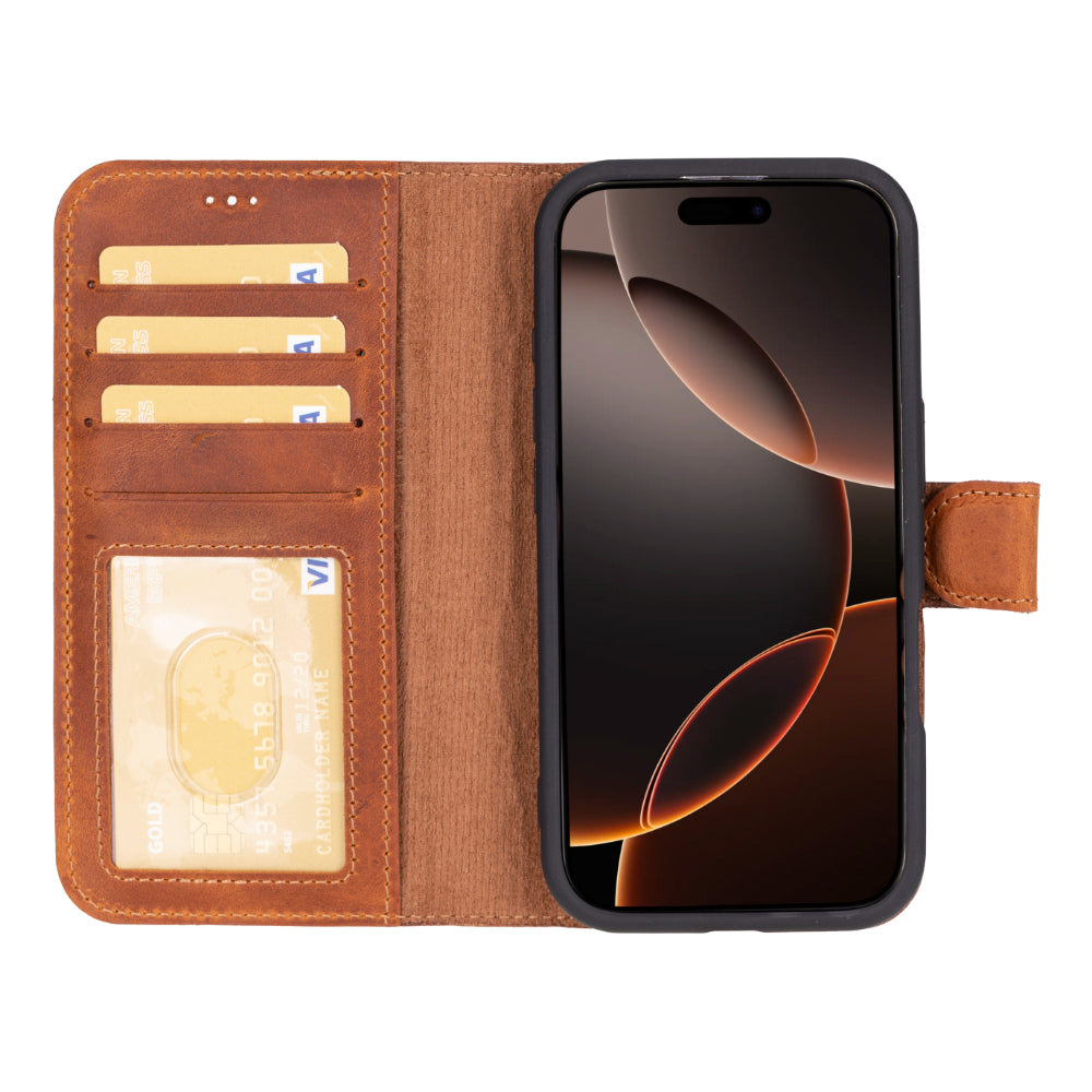 Abnehmbare Lederhülle für iPhone 16 Pro – Magic Wallet