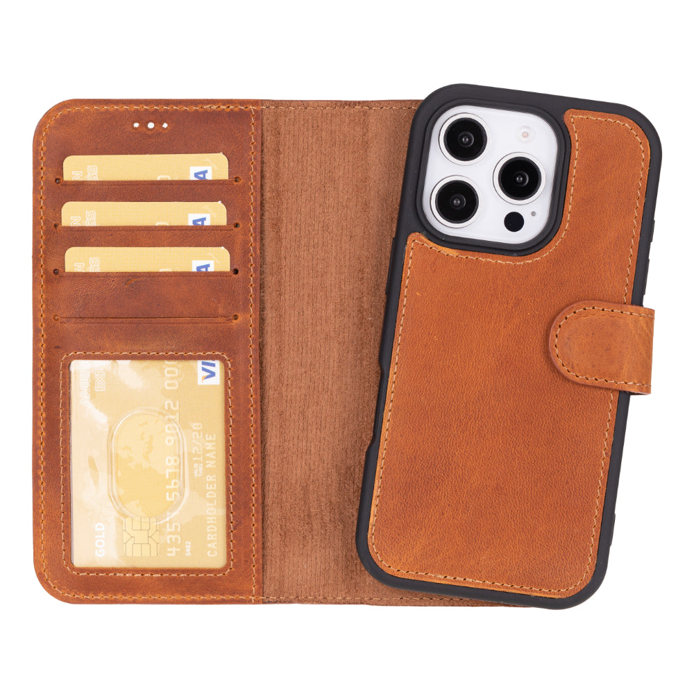 Abnehmbare Brieftaschenhülle aus Leder für iPhone 16 Pro Max - Magic Wallet