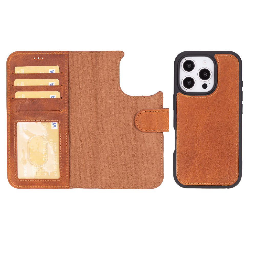 Abnehmbare Brieftaschenhülle aus Leder für iPhone 16 Pro Max - Magic Wallet