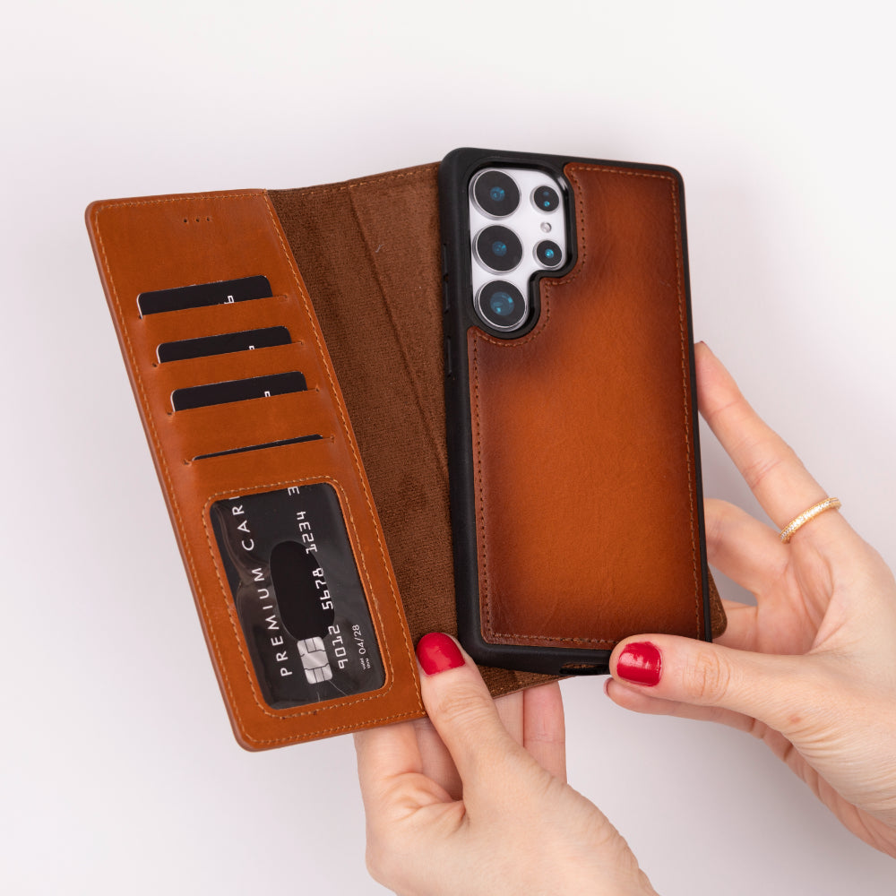Étui portefeuille amovible en cuir pour Samsung Galaxy S25 Ultra – Magic Wallet