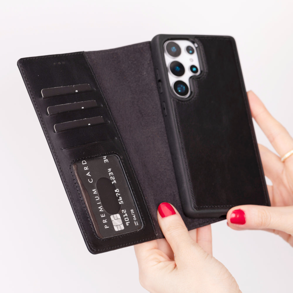 Étui portefeuille amovible en cuir pour Samsung Galaxy S25 Ultra – Magic Wallet