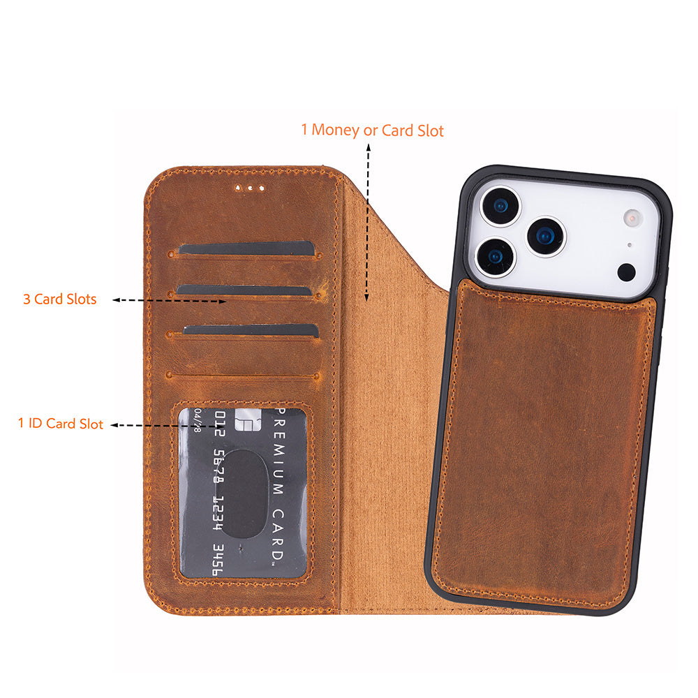 iPhone 17 Pro Max Leather Detachable Wallet Case - Magic Wallet