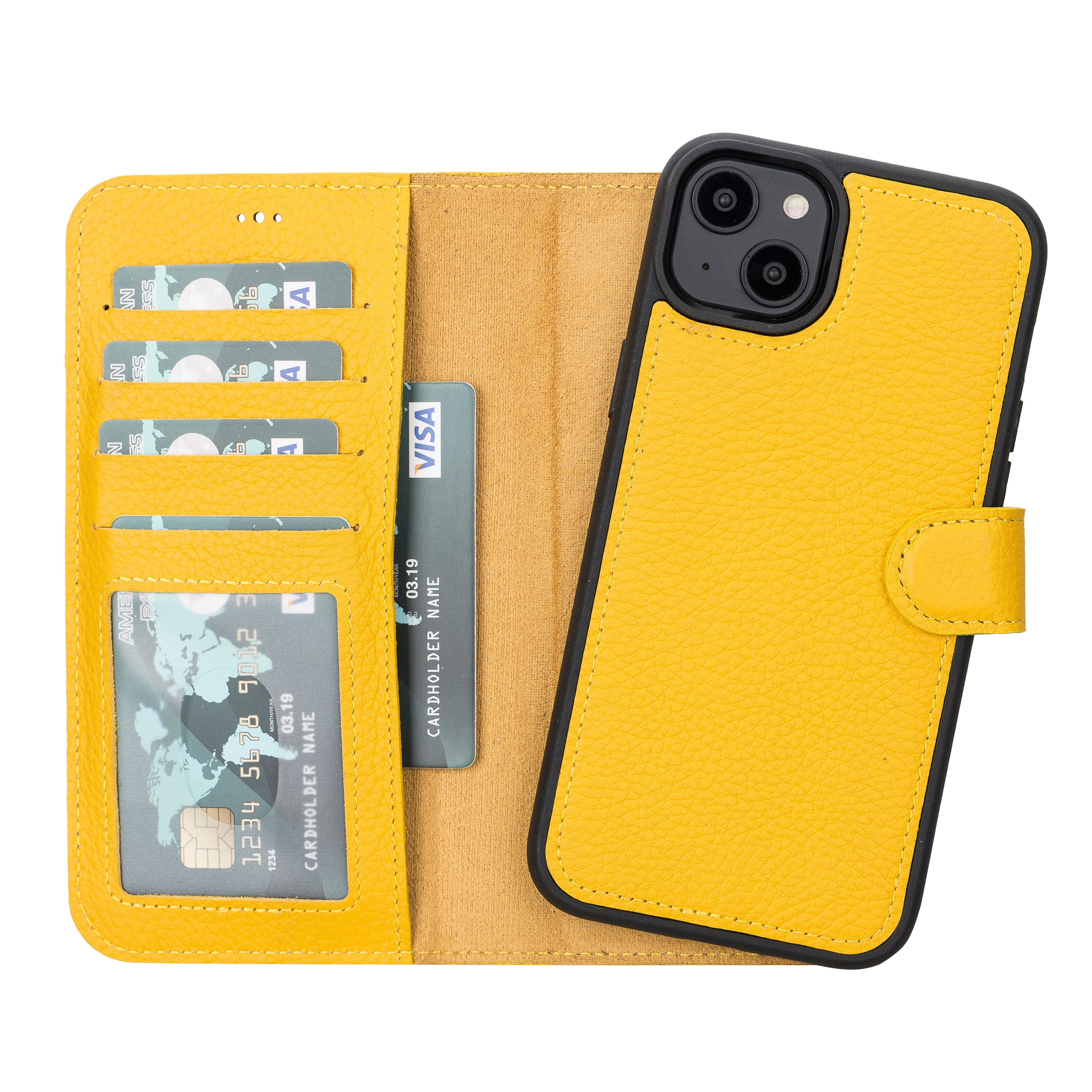 Étui portefeuille amovible en cuir pour iPhone 14 Plus – Magic Wallet