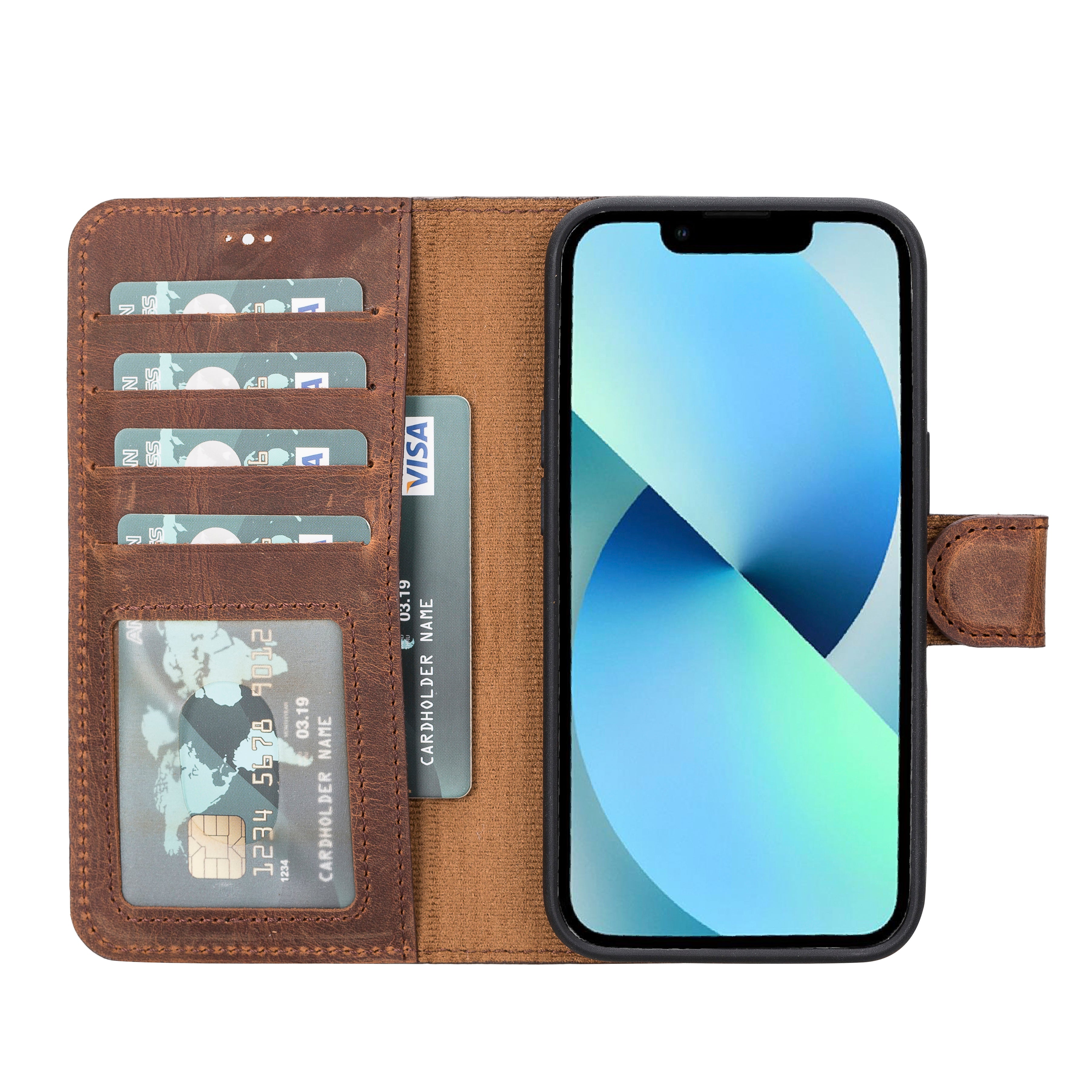 Abnehmbare Lederhülle für iPhone 14 – Magic Wallet