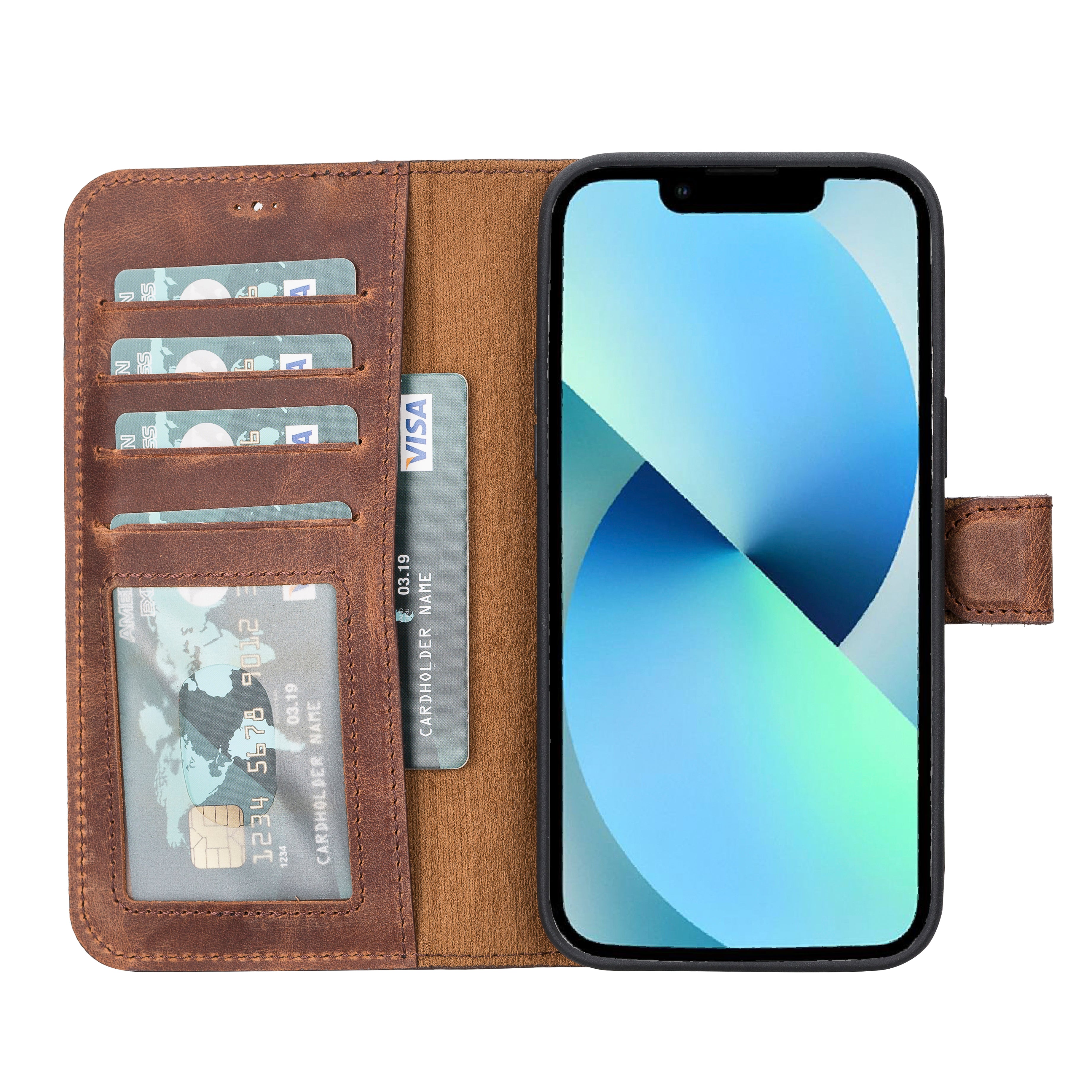 iPhone 14 Pro Max Abnehmbare Lederhülle im Wallet-Stil - Magic Wallet