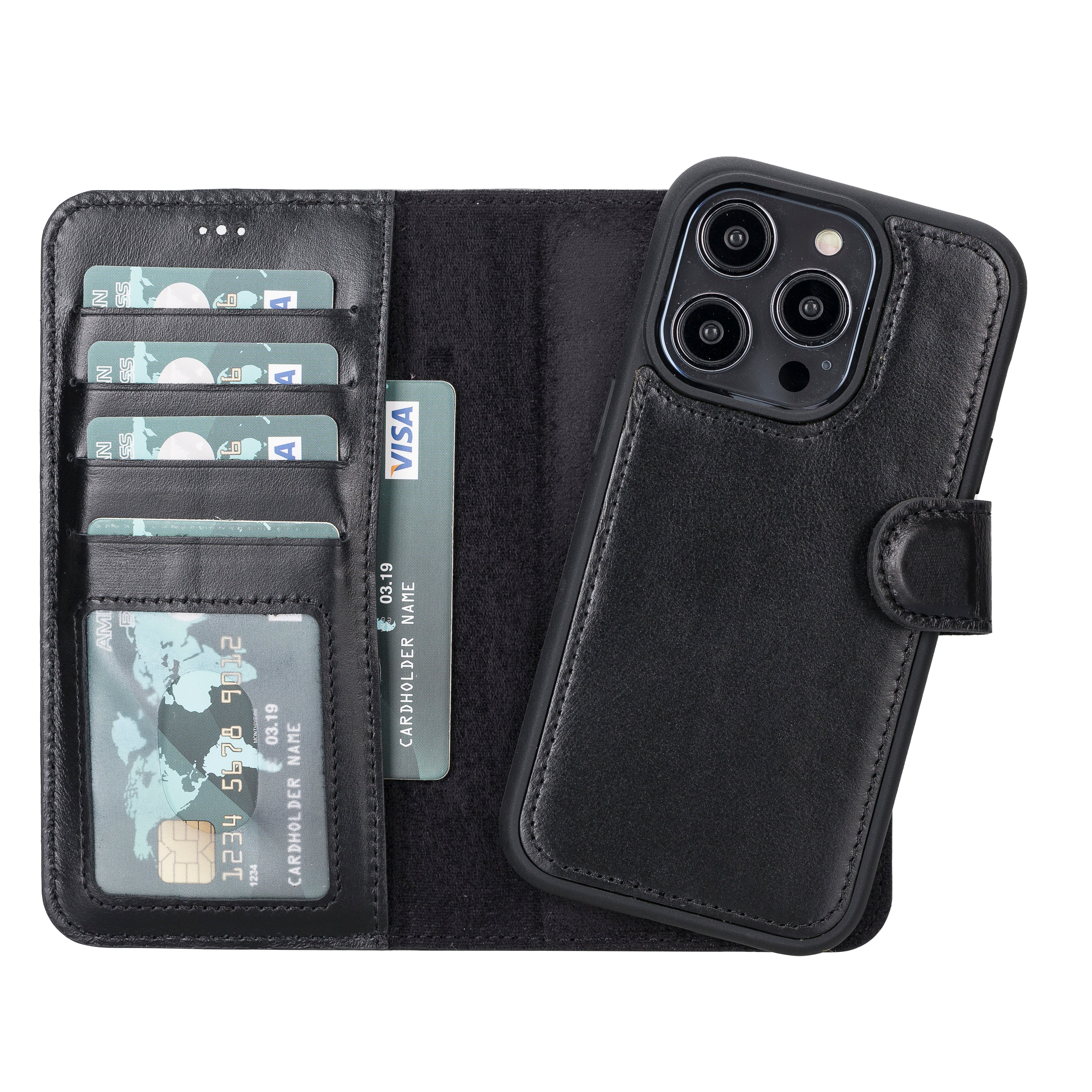 Abnehmbare Lederhülle für iPhone 14 Pro – Magic Wallet