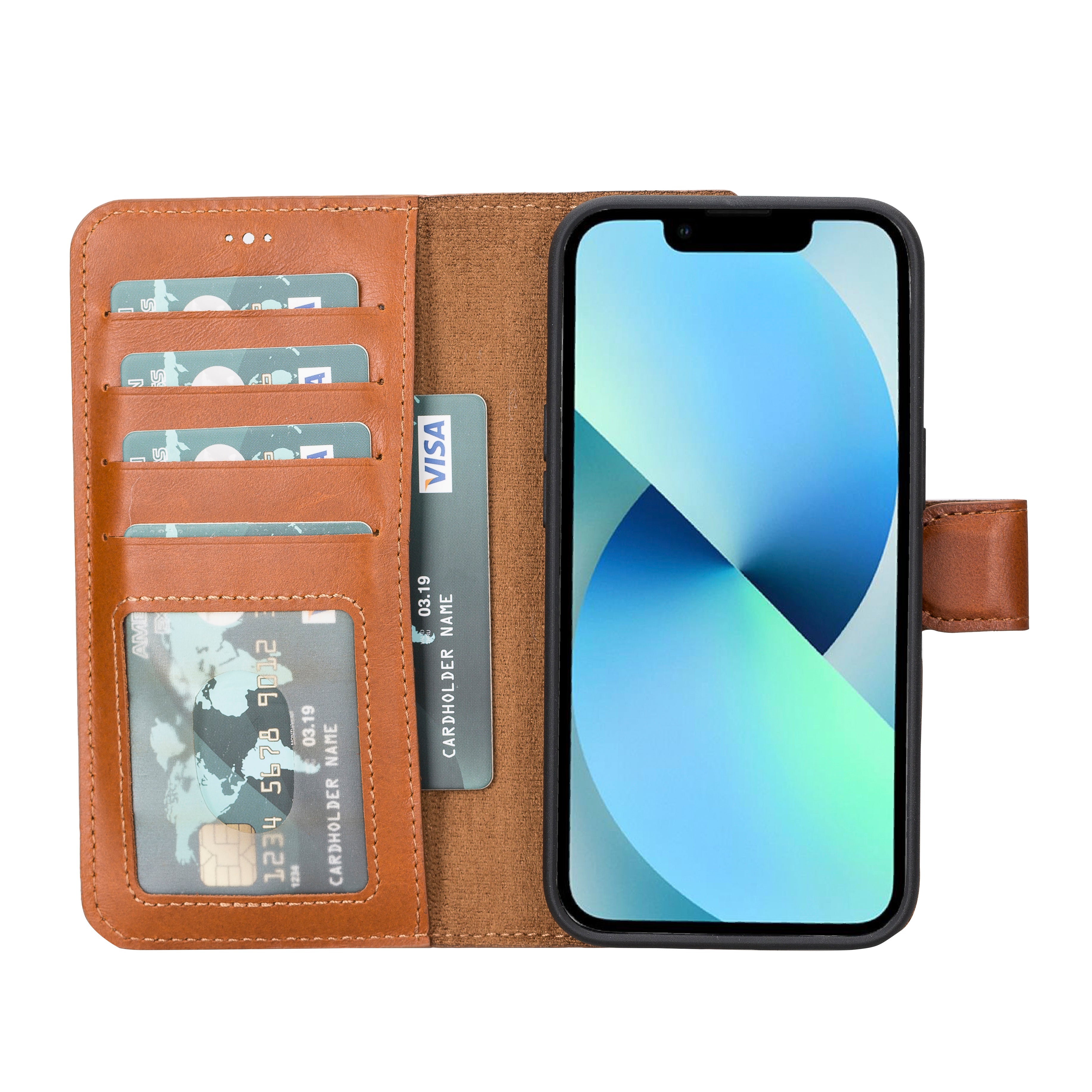 Abnehmbare Lederhülle für iPhone 14 – Magic Wallet