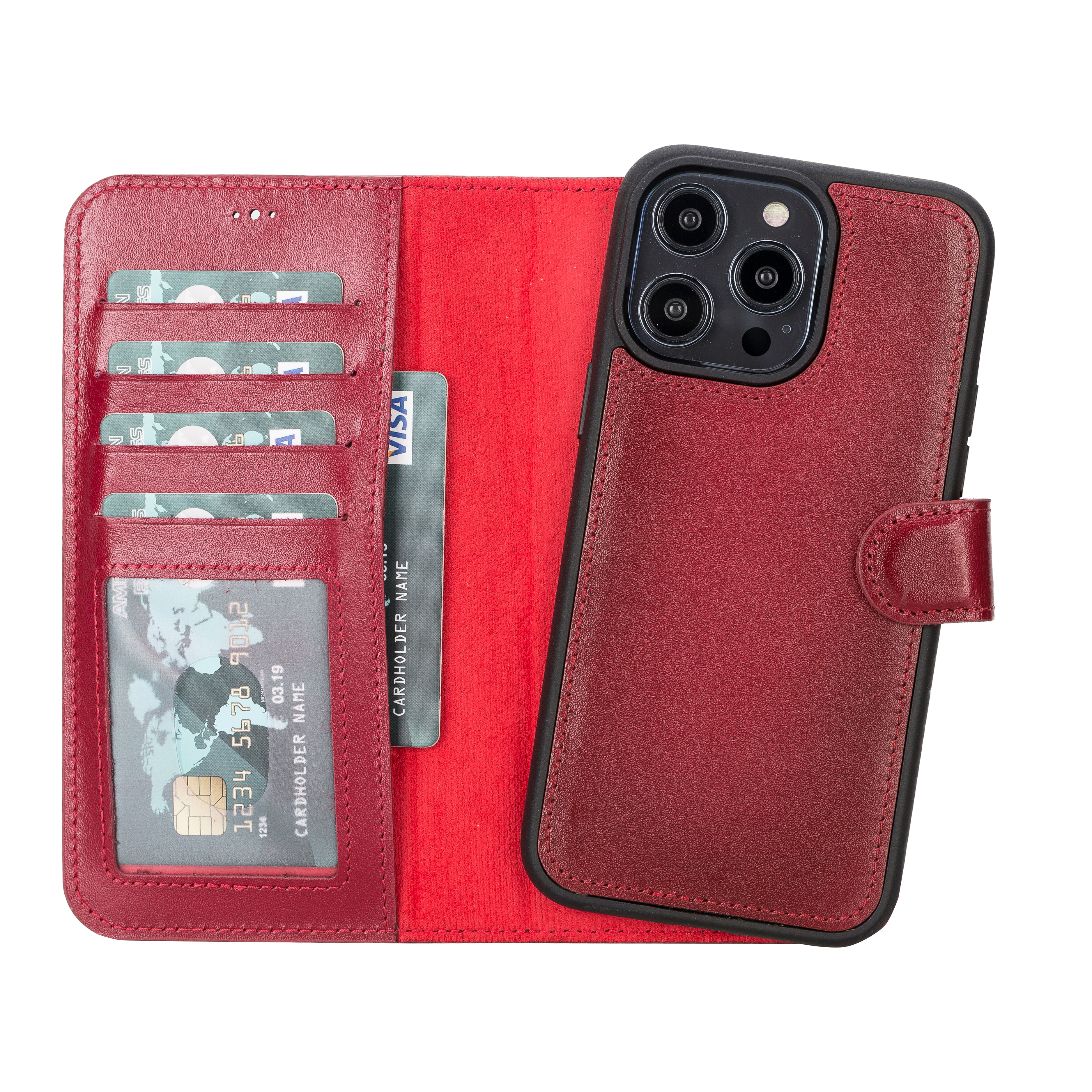 iPhone 14 Pro Max Abnehmbare Lederhülle im Wallet-Stil - Magic Wallet