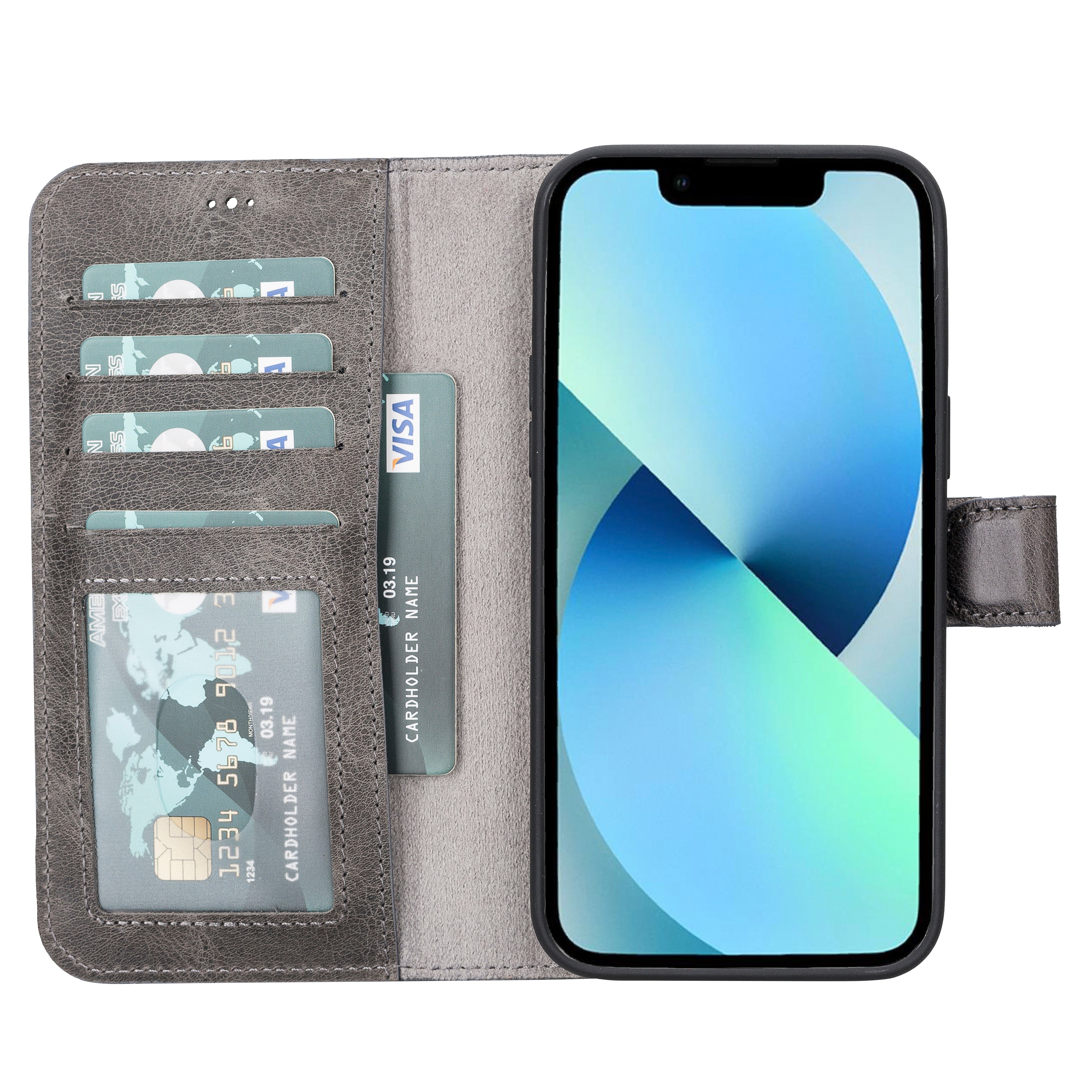 Étui portefeuille amovible en cuir pour iPhone 14 Pro Max – Magic Wallet