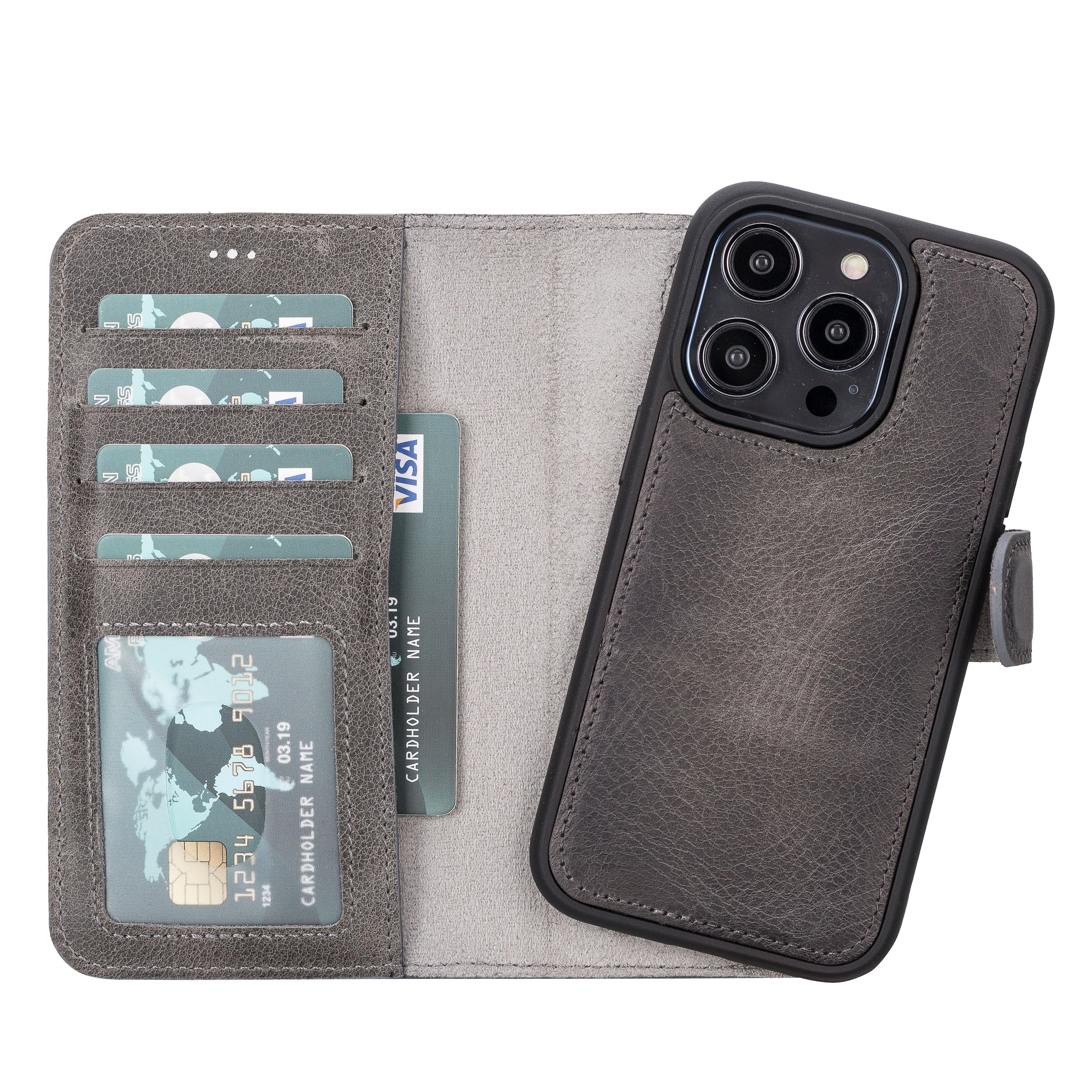 Abnehmbare Lederhülle für iPhone 14 Pro – Magic Wallet