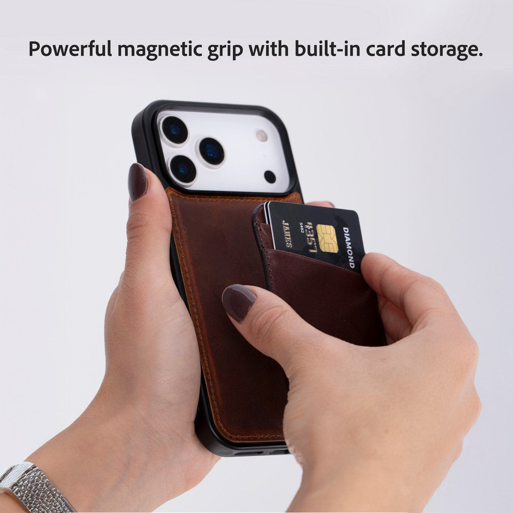 Leather Magnetic Card Holder - Maggy Fit CC