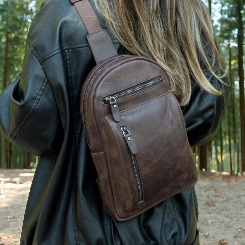 Umhängetasche aus echtem Leder für Damen und Herren - Blake