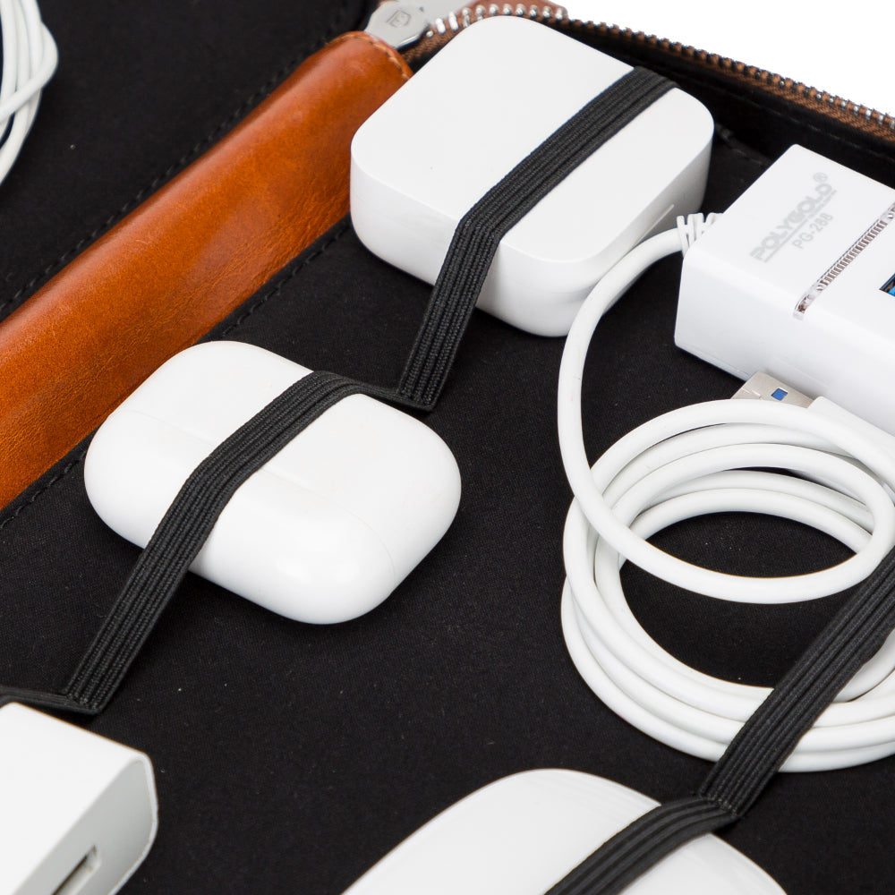 Reise-Kabel-Organizer aus echtem Leder