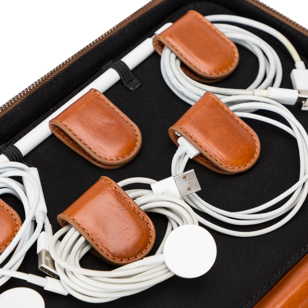 Reise-Kabel-Organizer aus echtem Leder