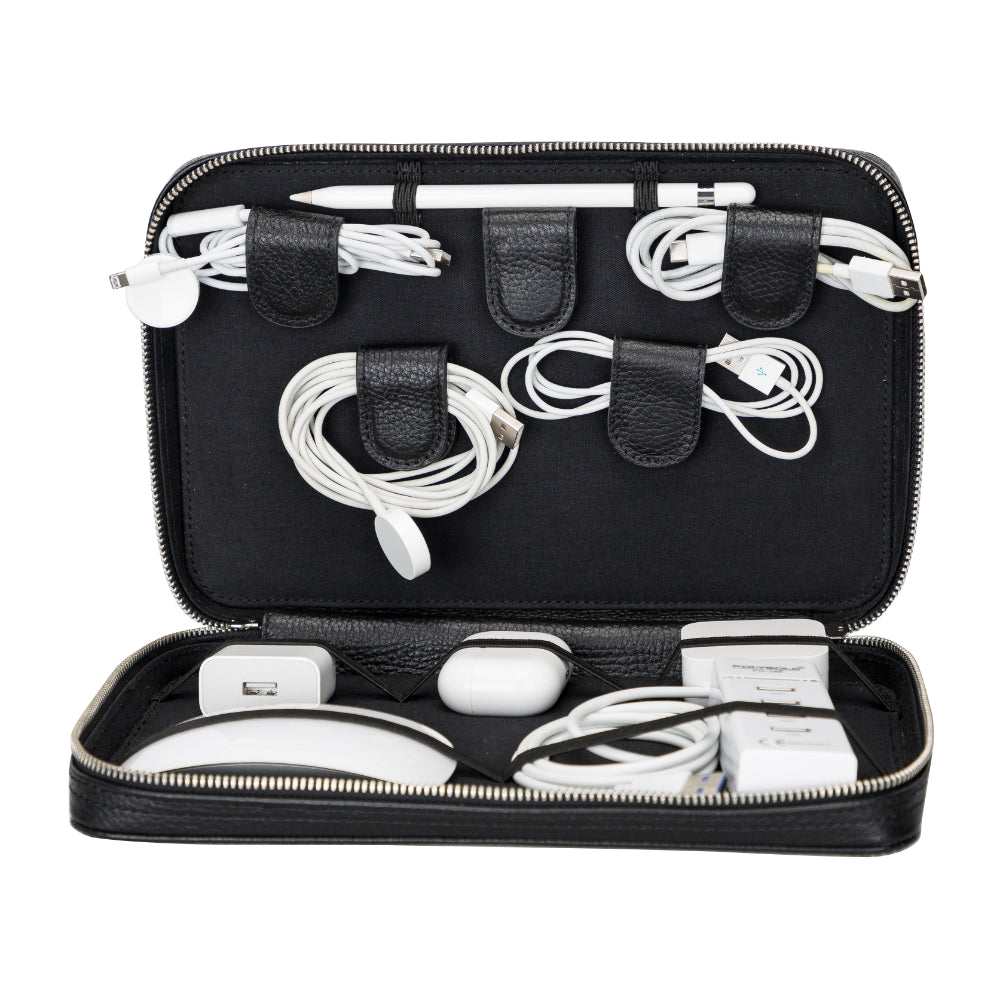 Reise-Kabel-Organizer aus echtem Leder