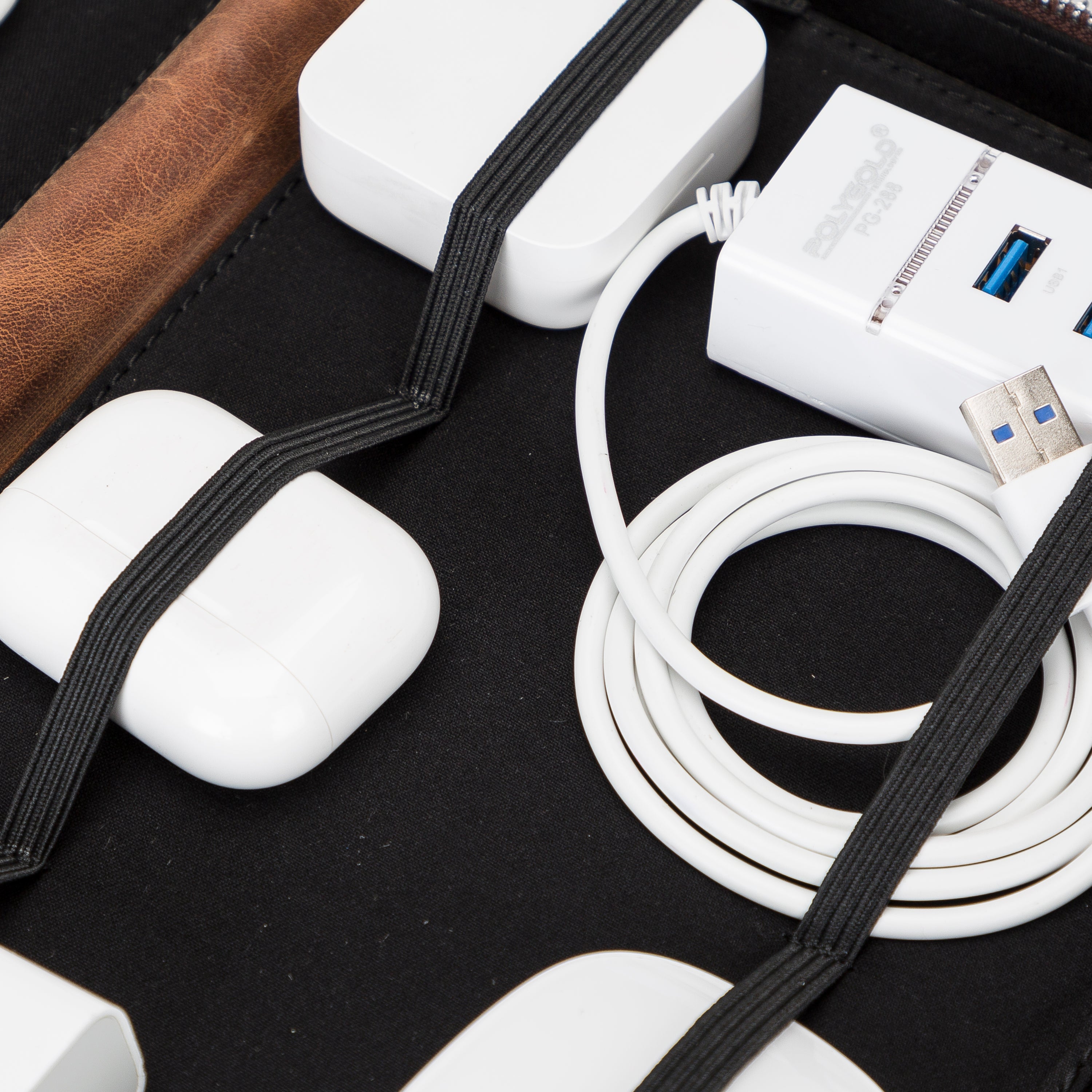 Reise-Kabel-Organizer aus echtem Leder