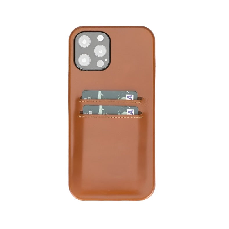 Apple iPhone 12 Series Ultra Cover Card Holder / UC iPhone 12 Pro Max 6.7" / Rustic Tan Bouletta