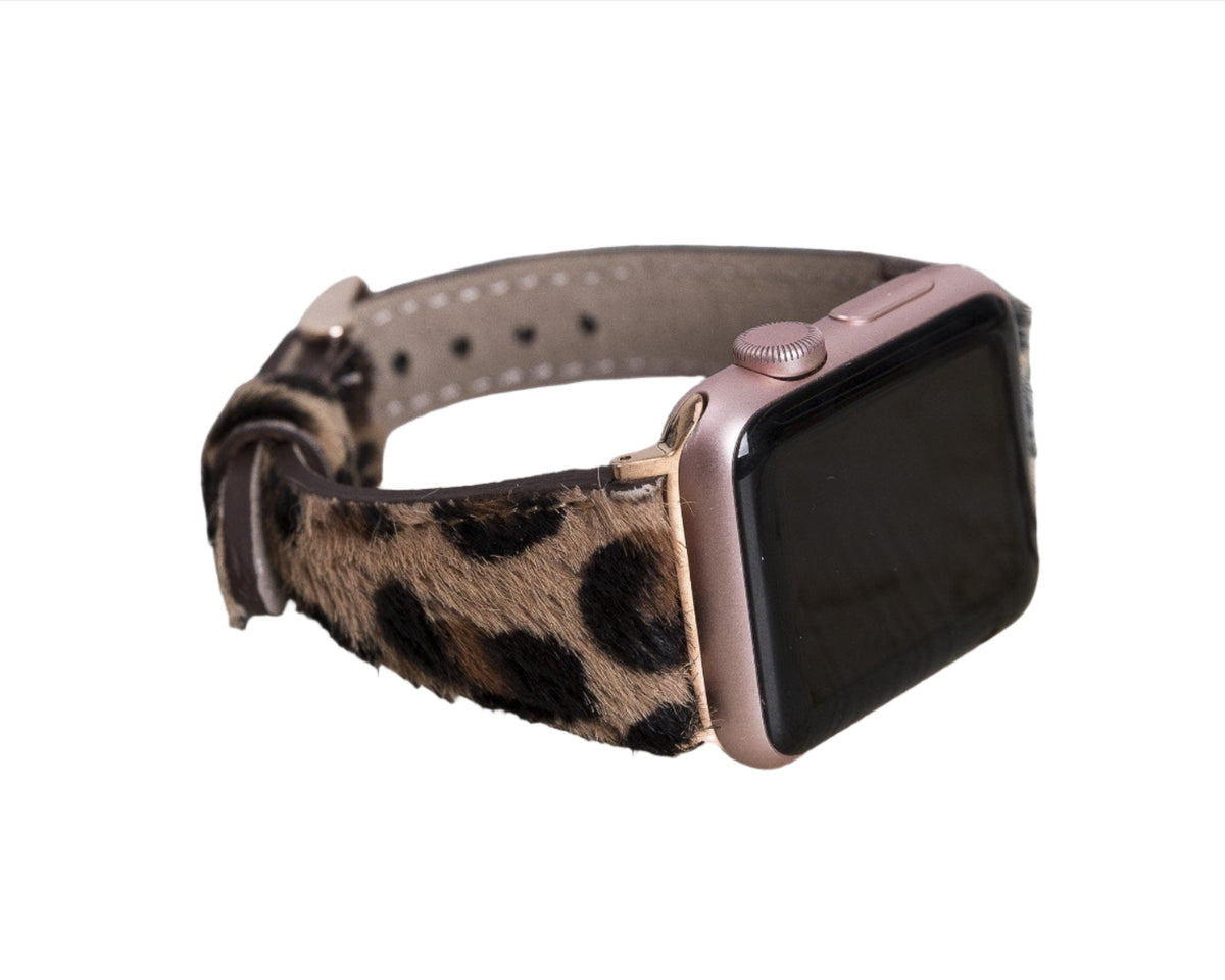 Leather Apple Watch Bands - Clasic Slim Style Leopar Hairy