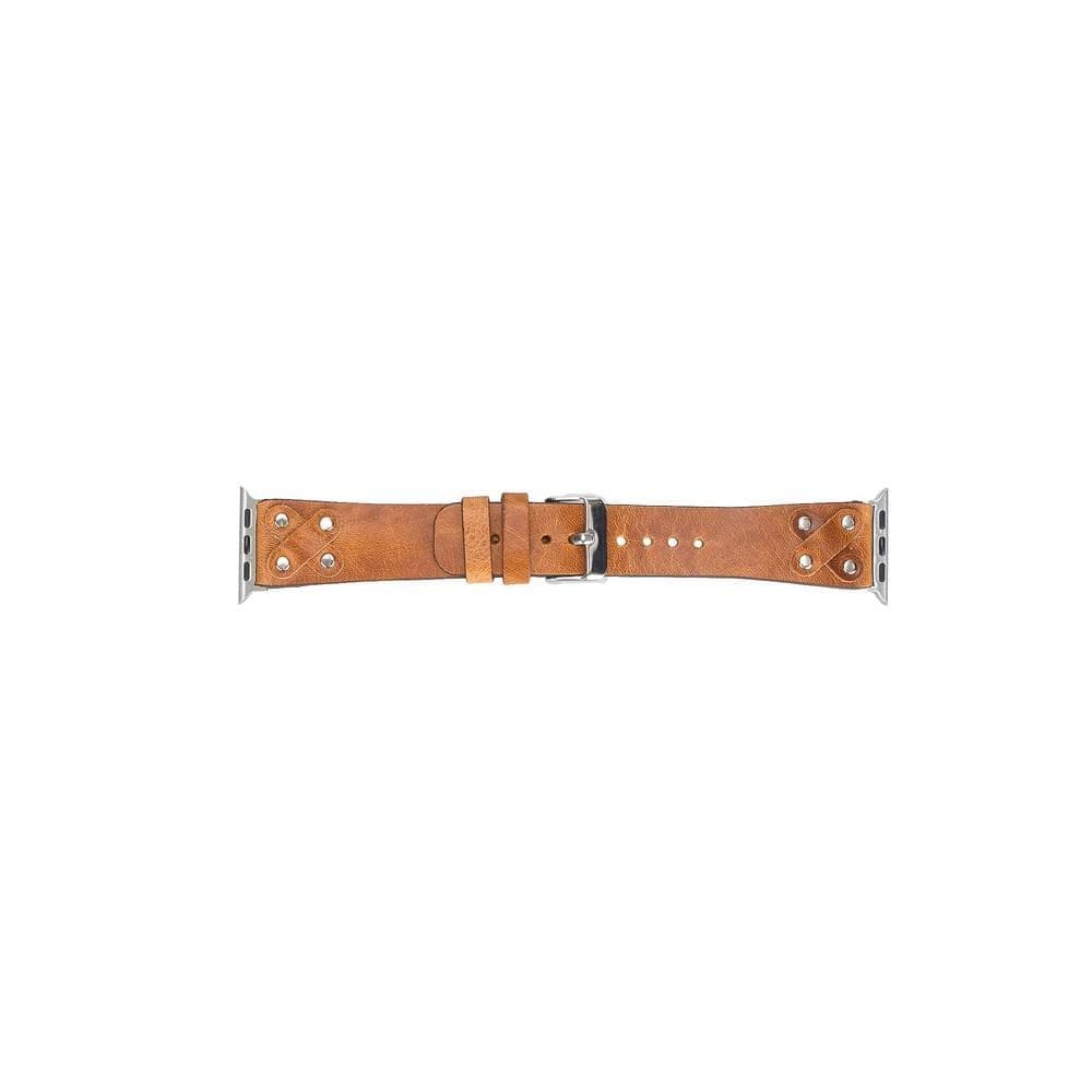 Leather Apple Watch Bands / Cross Style with Silver Trok