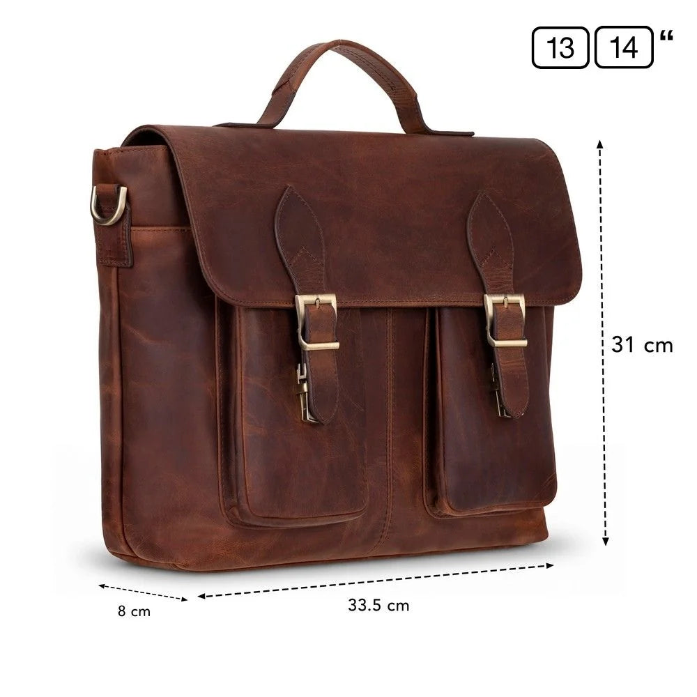 Leather Business Briefcase / Laptop Case - Olympus
