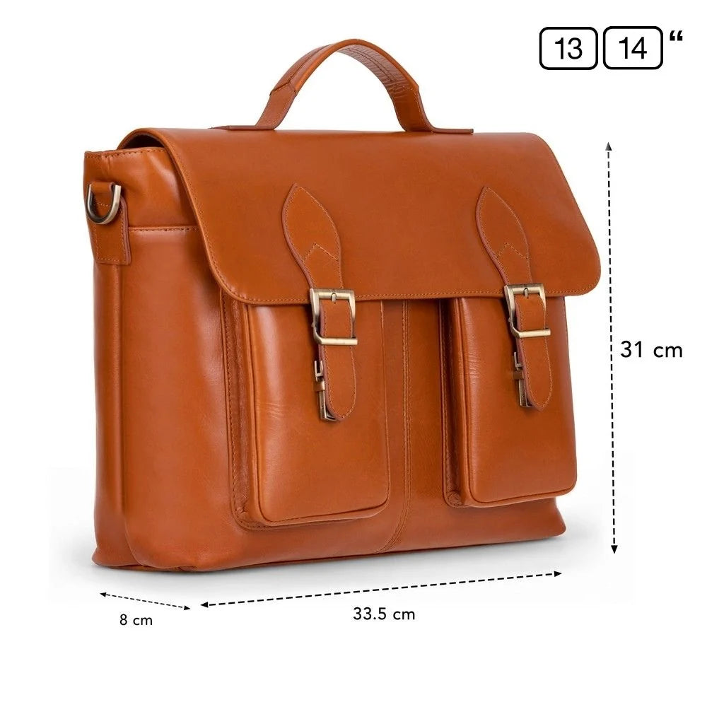 Leather Business Briefcase / Laptop Case - Olympus