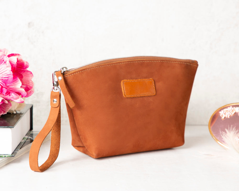 Leather Makeup Bag - Luna