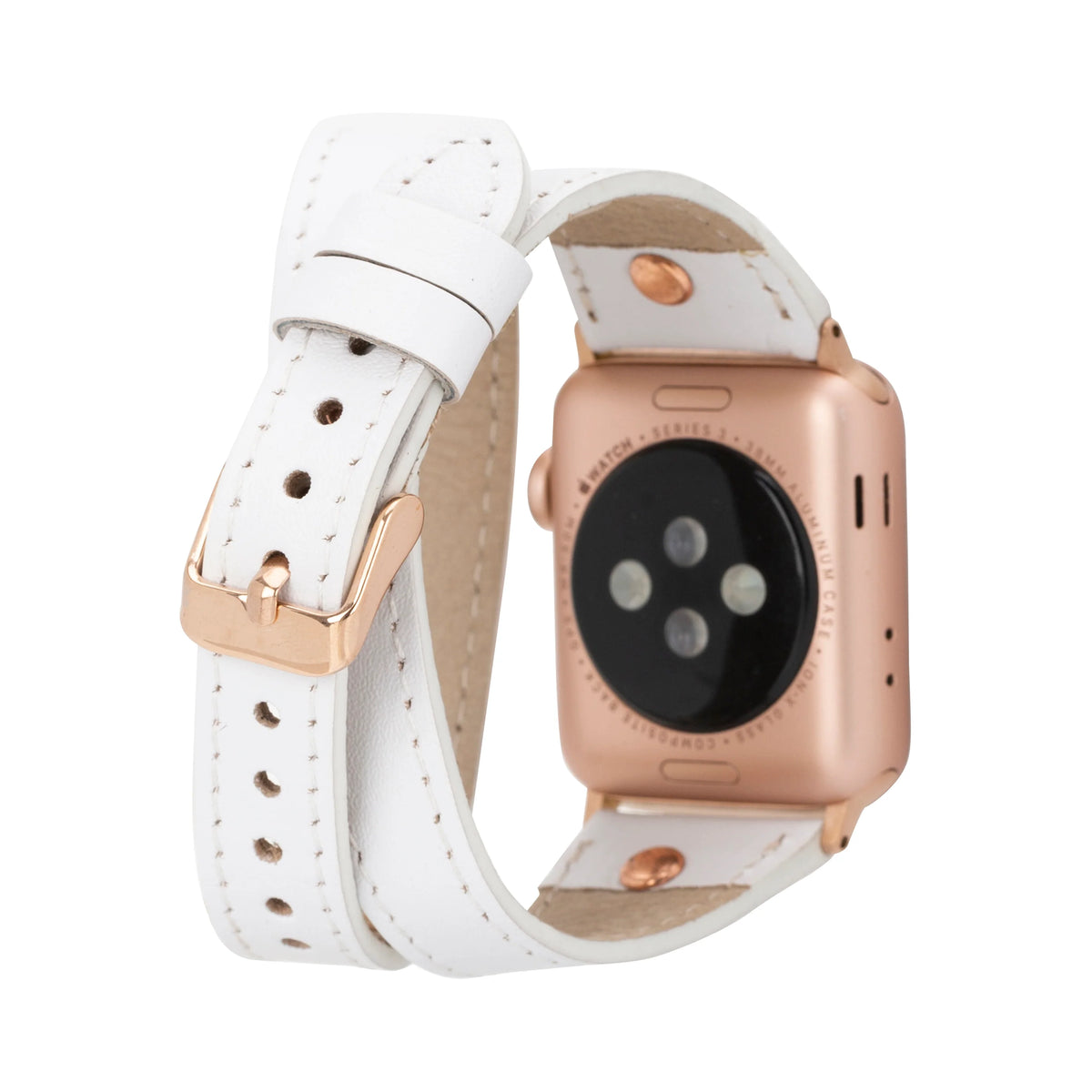 Double Tour Leather Apple Watch Band with Rose Gold Trok - Hector