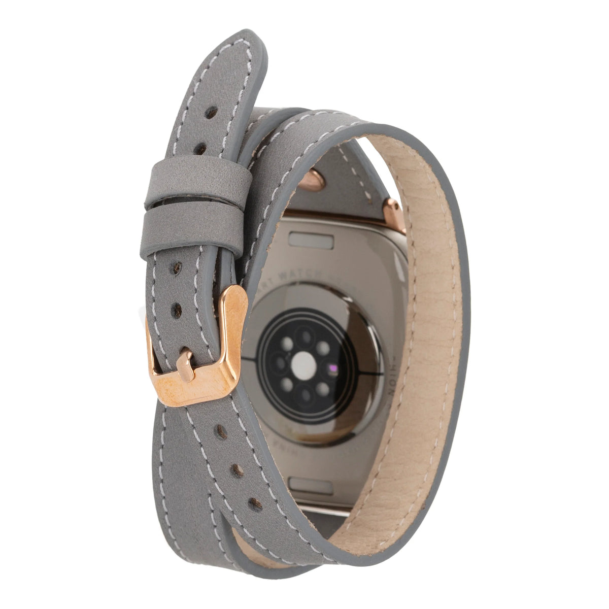 Double Tour Leather Apple Watch Band with Rose Gold Trok - Hector