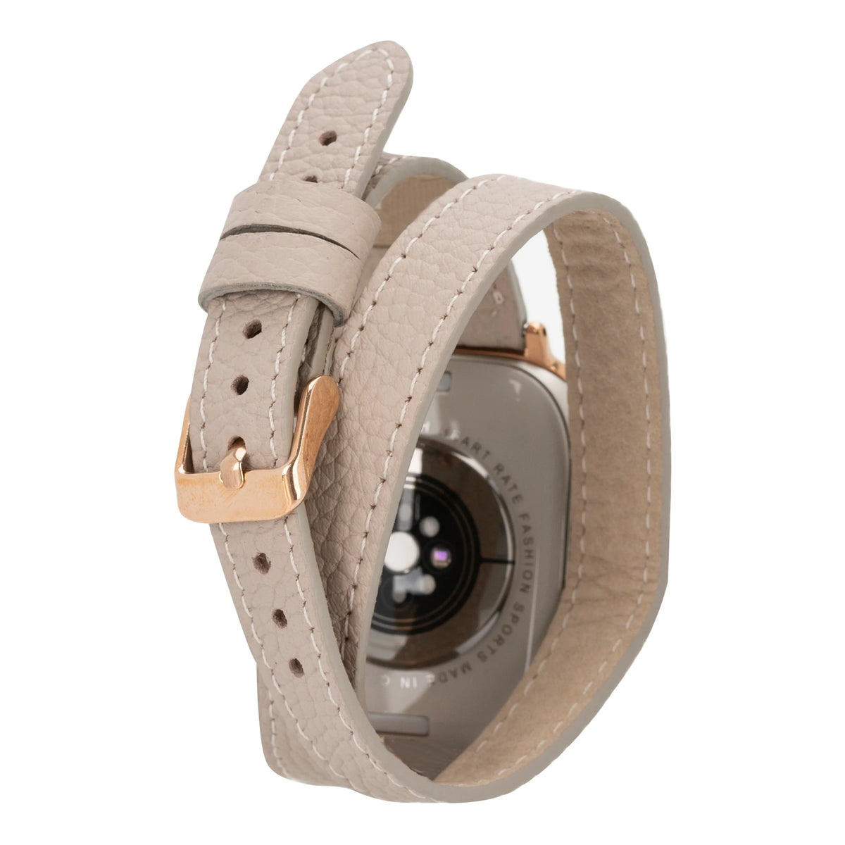 Double Tour Leather Apple Watch Band with Rose Gold Trok - Hector