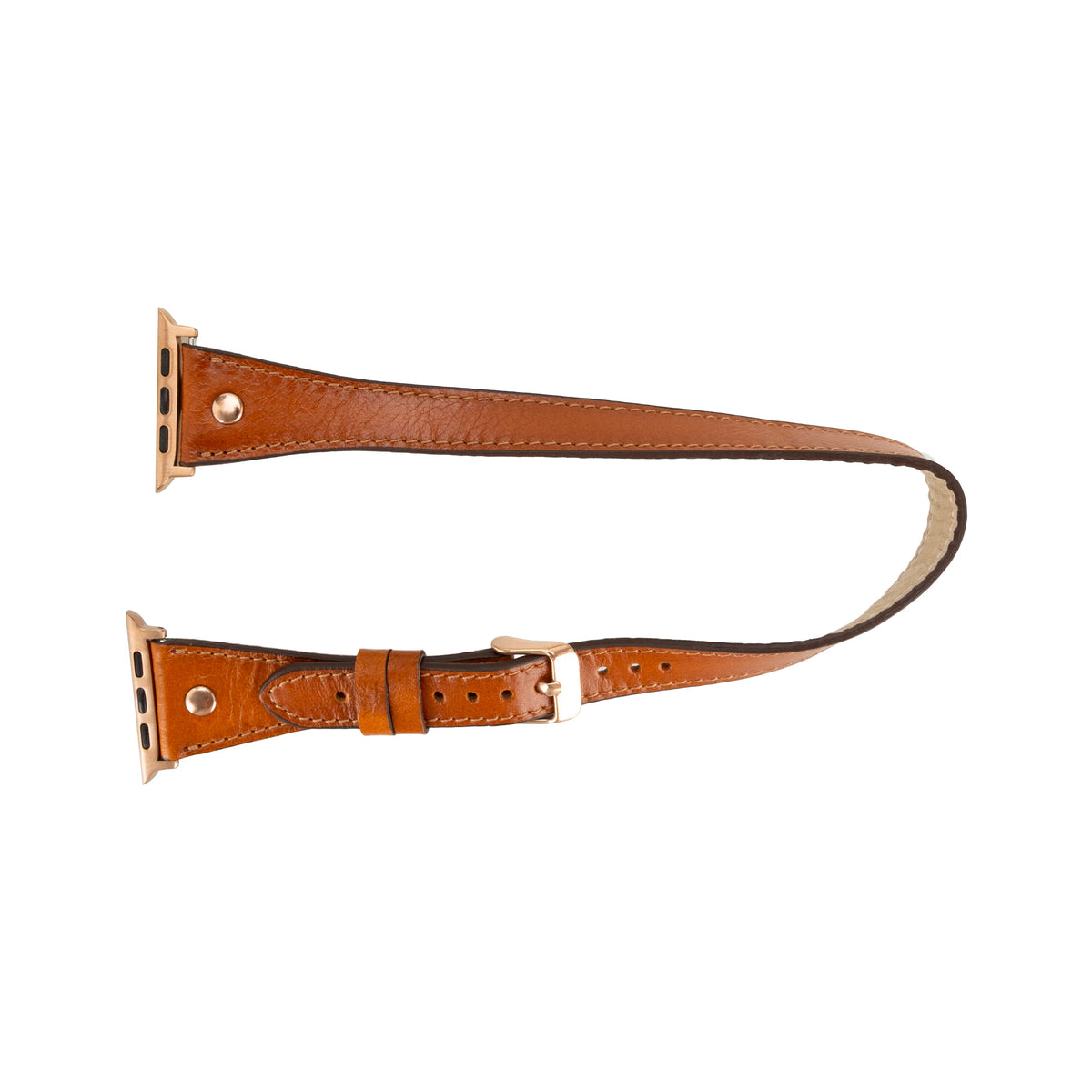 Double Tour Leather Apple Watch Band with Rose Gold Trok - Hector