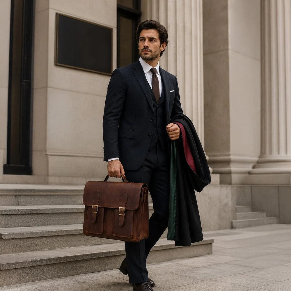 Leather Business Briefcase / Laptop Case - Olympus