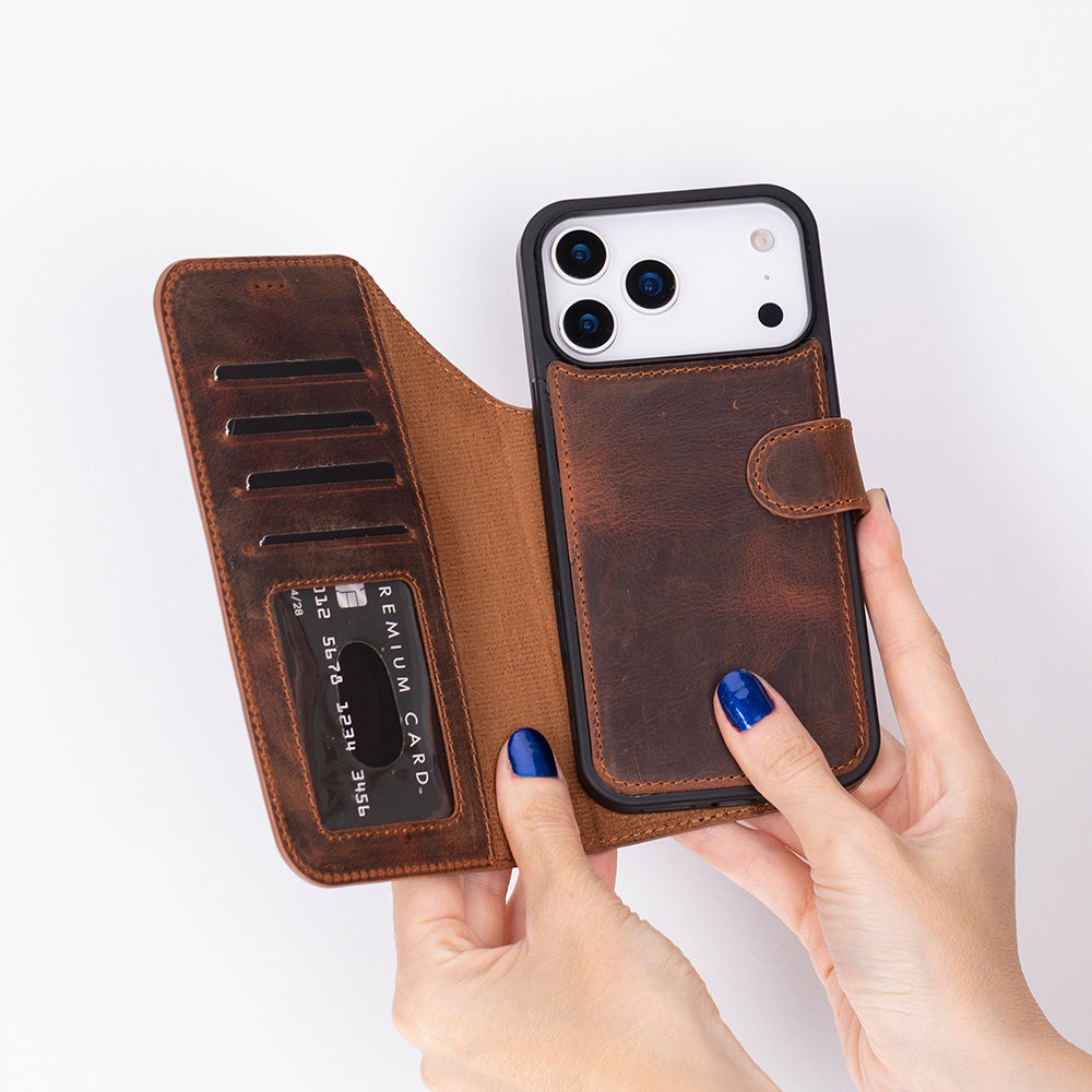 iPhone 17 Pro Leather Detachable Wallet Case - Magic Wallet
