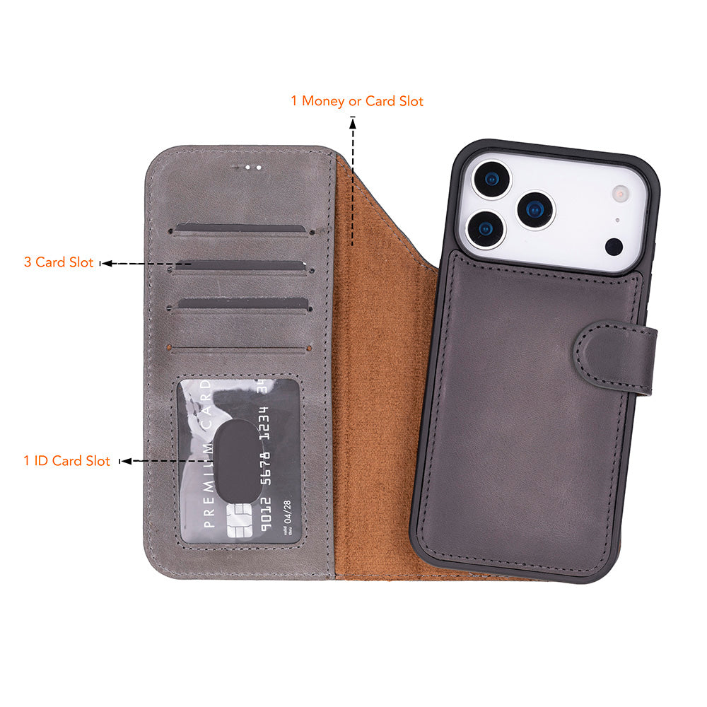 iPhone 17 Pro Leather Detachable Wallet Case - Magic Wallet