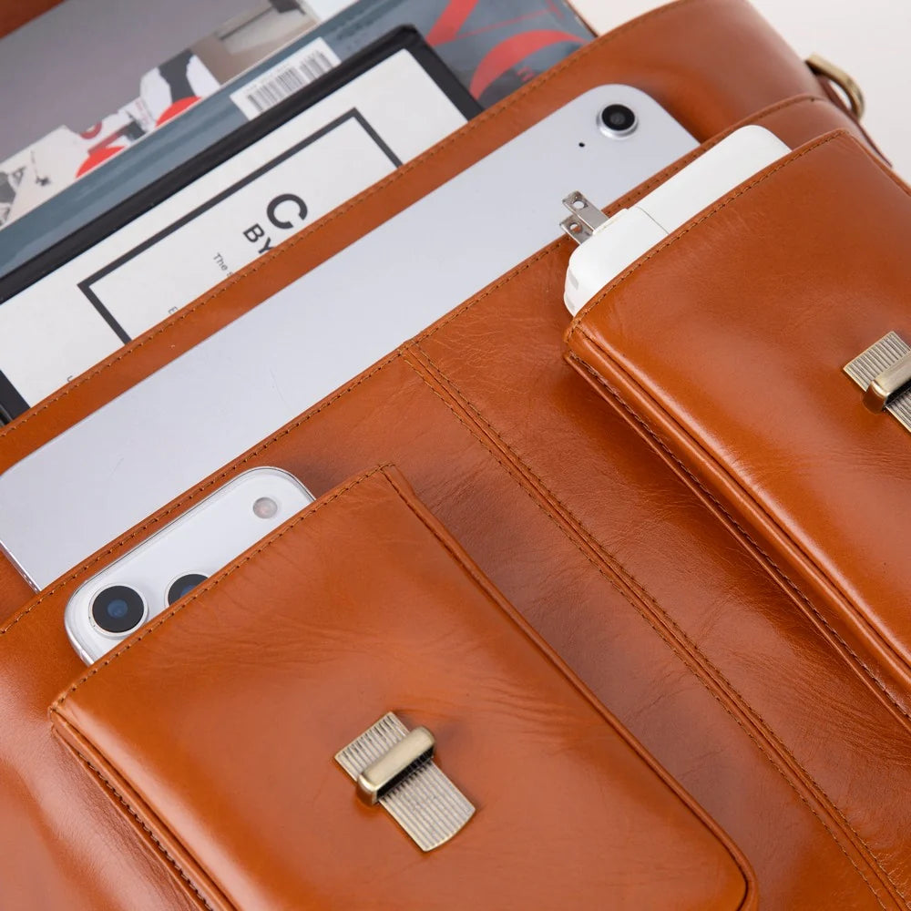 Leather Business Briefcase / Laptop Case - Olympus